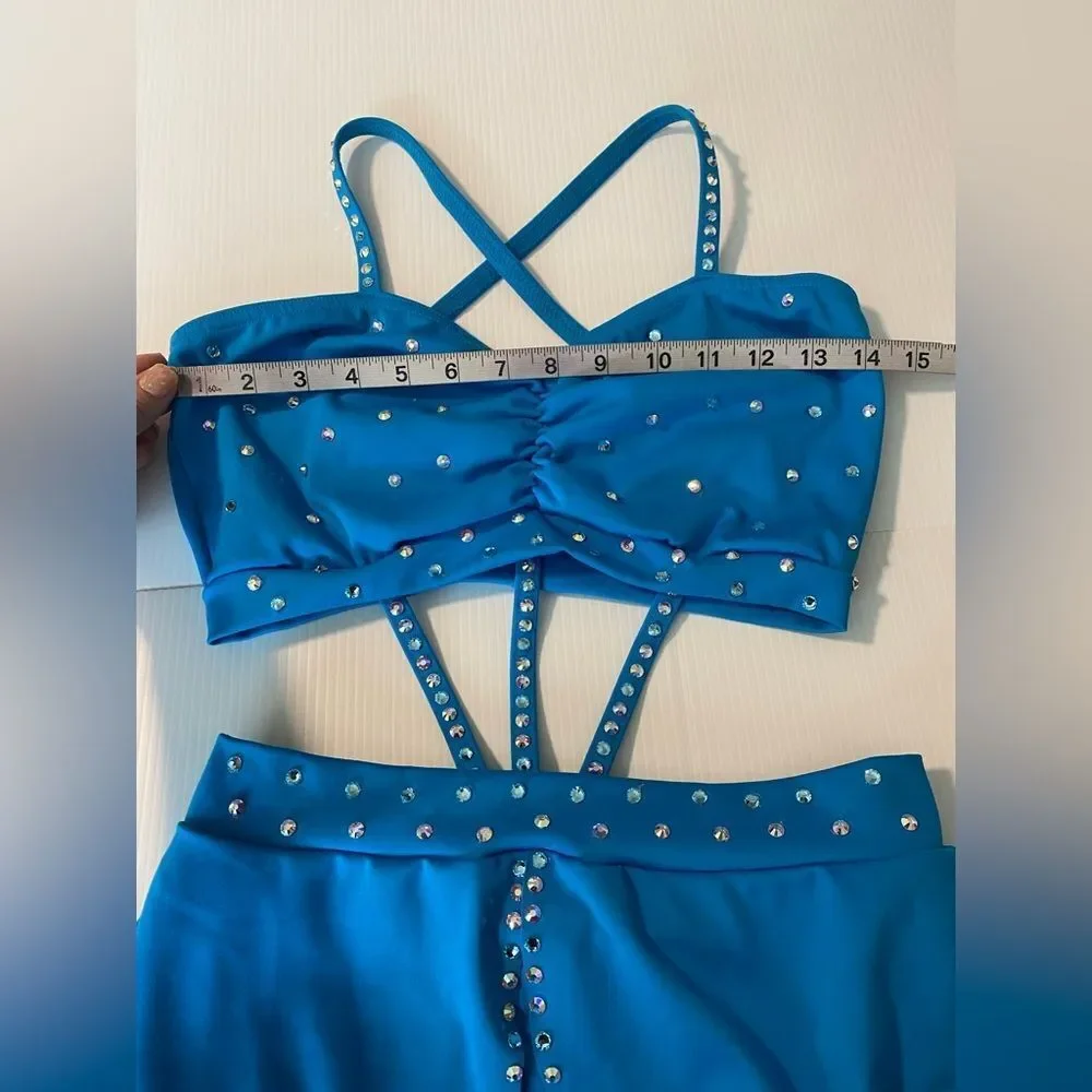 Kelle solo dance costume aqua blue custom sassy jazz 2907 Pretty Girls MA